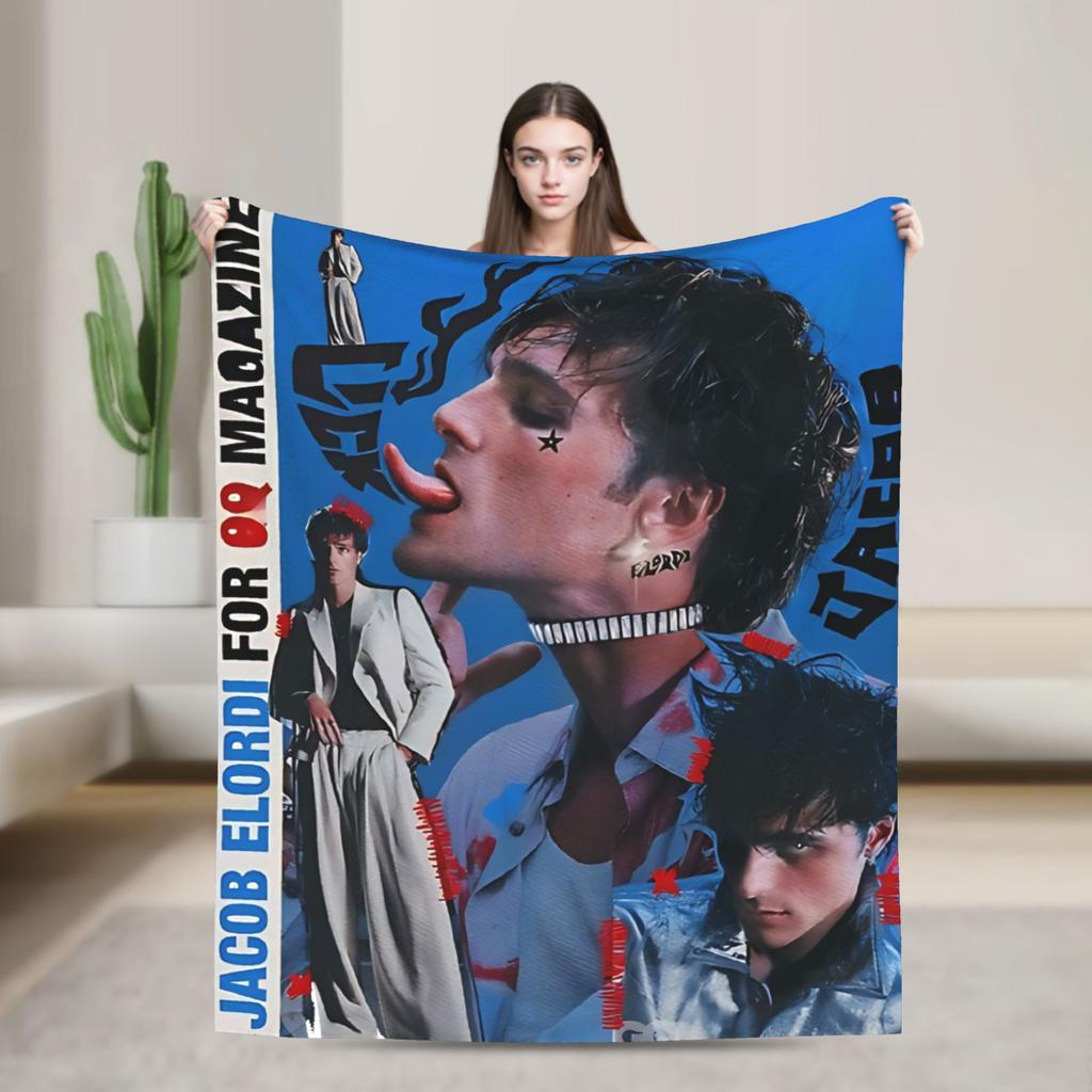 Jacob Elordi Actor Portrait  Blanket  Picnic Flannel Bedding Throws For Home Decor Soft Warm Design Quality Bedspread Gift Idea