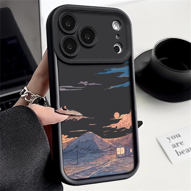 Bergzug-Muster TPU Handyhülle Für iPhone Air 16e 17 16 15 14 Pro Max 13 12 Pro 15 16 Plus Stoßfest Weiche Silikonhülle