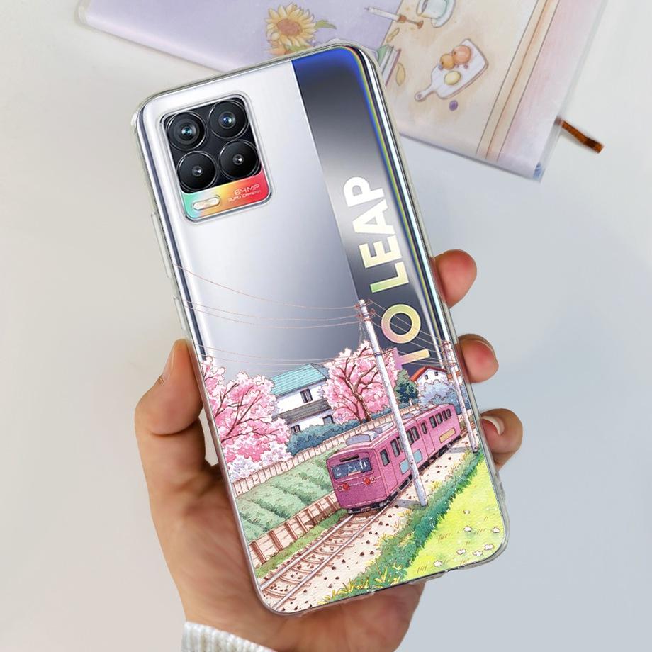 For Realme 8 Case Flower Fashion Cat Cute Cover Coques For Realme 8 Pro Phone Cases Cover Realme8 5G Realme 8i Fundas Soft Capa