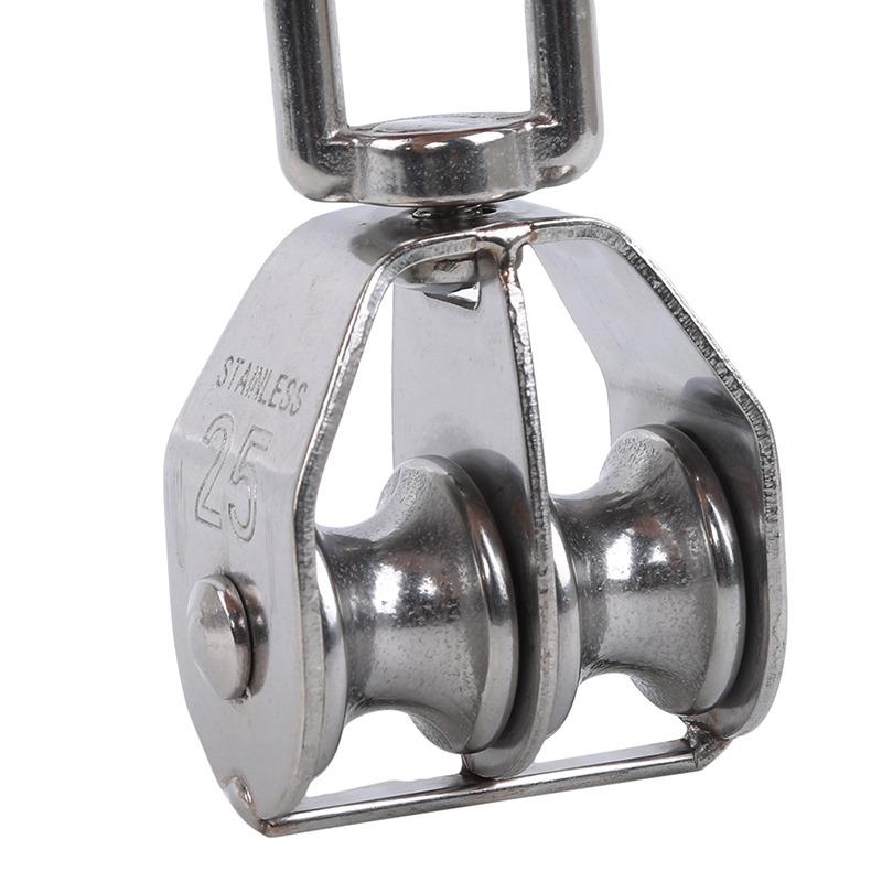 M15/M25 Single/Double Pulley Stainless Steel Wheel Swivel Lifting Rope Pulley Set Lifting Wheel Tools Wire Rope Crane Pulley