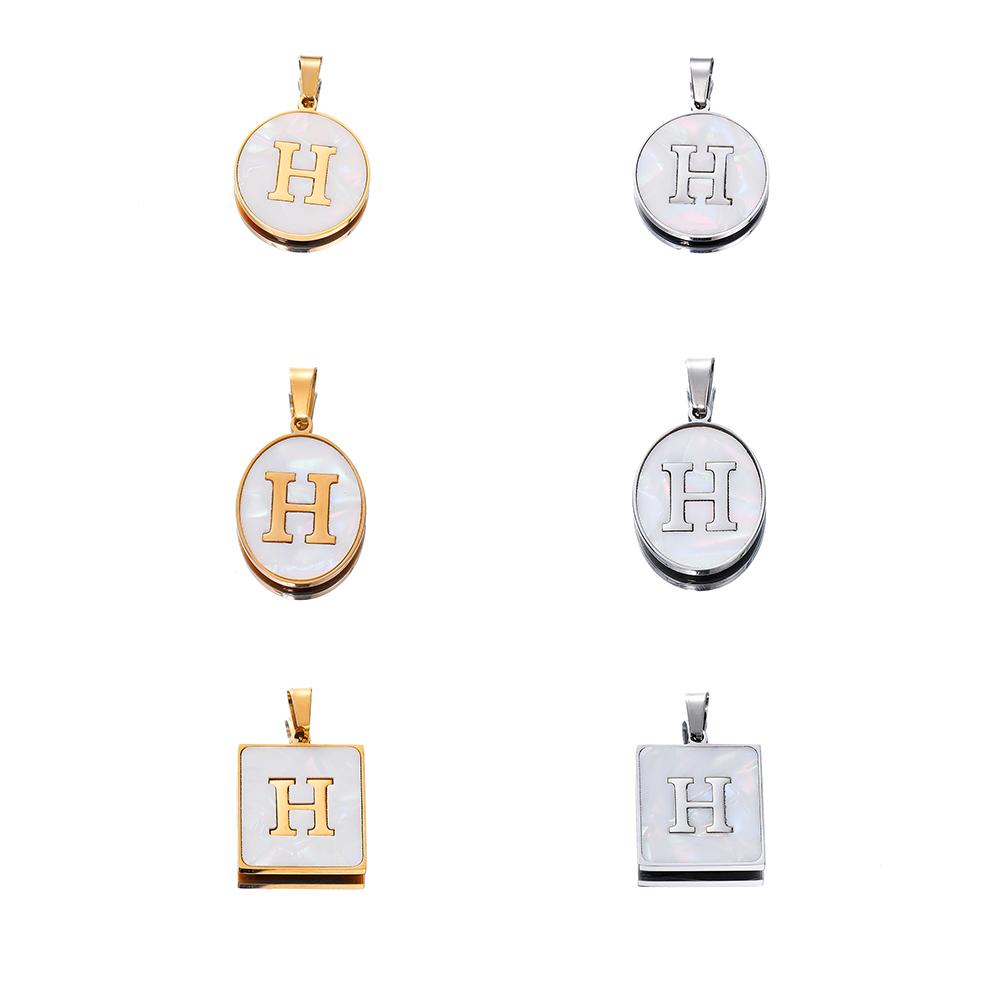 1Pcs Stainless Steel With Pinch Bail Clasps Imitation Pearl Letter Charms Pendant For Necklace DIY Jewelry Making Accessories