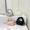 New Solid Color Pleated Handbag Casual Fashionable One Shoulder Crossbody Small Square Bag Personality Ins Women's Bag