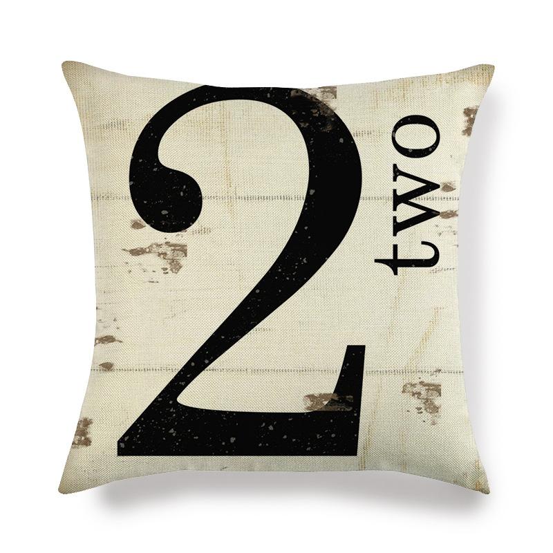 Black And White Minimalist Arabic Numerals Digital Printing Short Plush Pillow Covers For Sofa Office Cushion Cover Home Goods