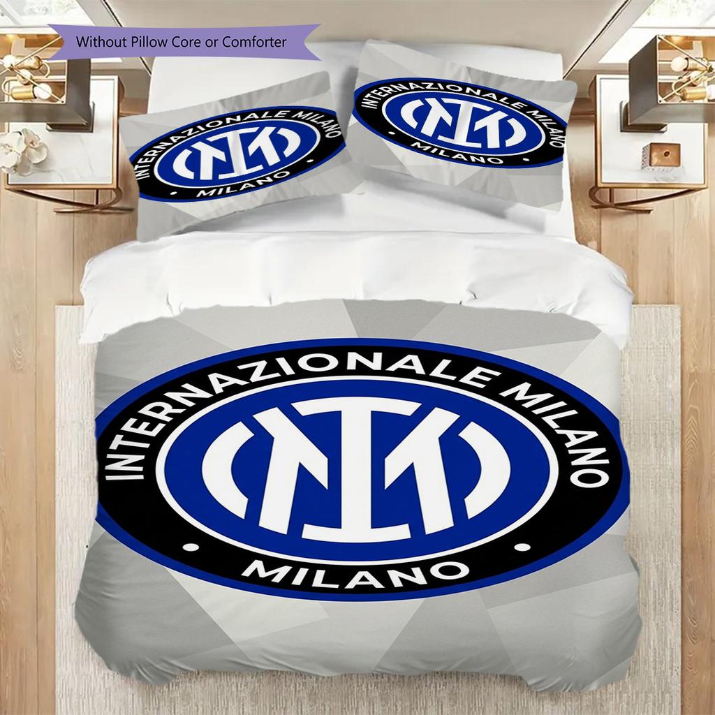 Beddengoed met Inter Milan Embleem Ontwerp (1 dekbedovertrek + 2 kussenslopen, zonder binnenkussen) Dekbedovertrek en kussensloop Beddengoed set Kerstmis verjaardagscadeau