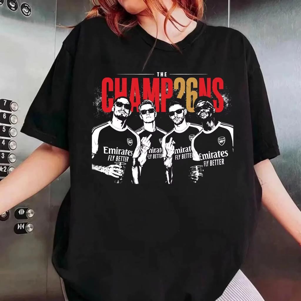 Arsenal Πρωταθλητές Premier League Είδη T-Shirt 2026 Καλοκαίρι Unisex Και Unisex Βαμβακερά Y2k Ρούχα Φαρδύ Κοντομάνικο T-Shirt Δώρα Φανατικών