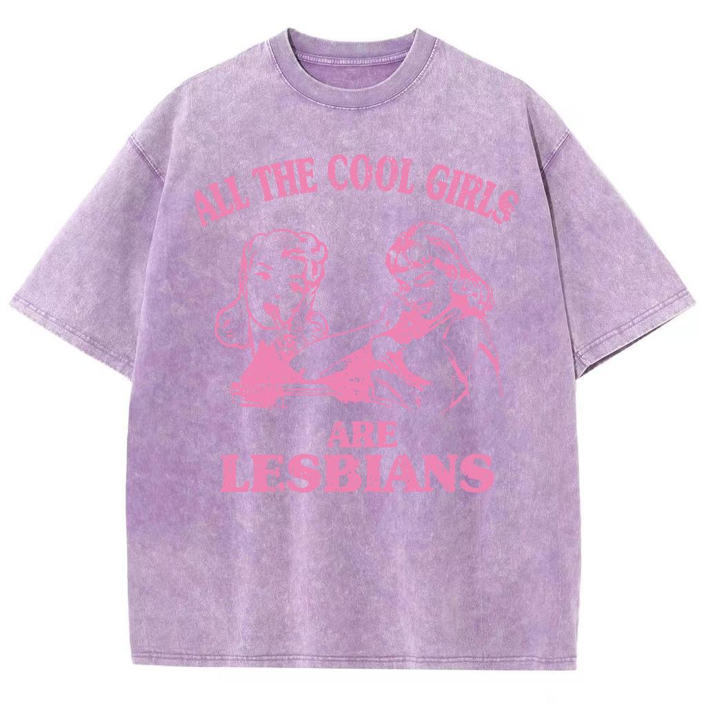T-shirt da Donna Rosa da Ragazza con Stampa Ritratto Cotone Lavato Ampia Manica Corta Moda American Sweetheart Top Estivo