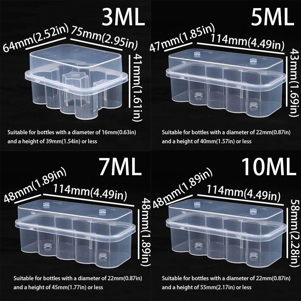 3/5/7/10 ML Insulin Vial Storage Case 10-Slot Plastic Peptide Protector Box Transparent Dust-proof Pill Vial Cooling Case
