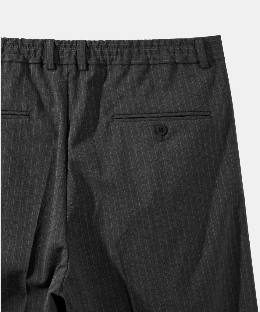 ASP Striped Single-Pleat Wide Slacks - Charcoal Gray