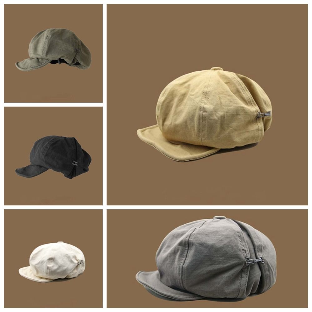 Asymmetric Cloud Beret Cap Street Style Big Head Circumference Retro Octagonal Hat Japanese Style Polyester Women Artist Hat