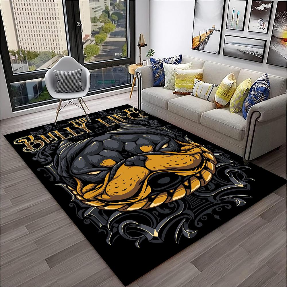 Cartoon French Pit Bull Dog Pet Carpet Rug for Home Living Room Bedroom Sofa Doormat Decor,kids Play Area Rug Non-slip Floor Mat