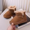 2024 Children Plush Keep Warm Boots for Girls Winter New Fashion Korean Style Soft Bottom Anti-slippery Versatile Leather Shoes