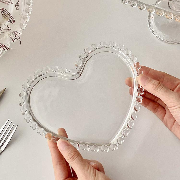 Retro Love Heart Fruit Glass Plate Series – Breakfast, Cake, and Dessert Plate
