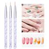 3Pcs Acrylic French Stripe Nail Art Liner Brush Set Ultra-thin Line Drawing Pen UV Gel Manicure Painting Brush