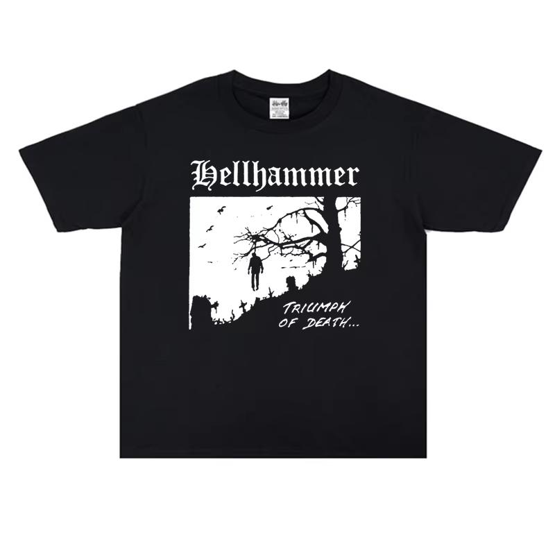 2026 Hot Torrent Speed Metal Rock HELLHAMMER Band Tshirt Short Sleeve High Quality Luxury Brand Ins Y2k Hot Pop Style