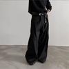 Men's Pleated Front Wide Leg Pants Cleanfit Black Solid Low Waist Dressy Trousers Office Work Casual Clothes