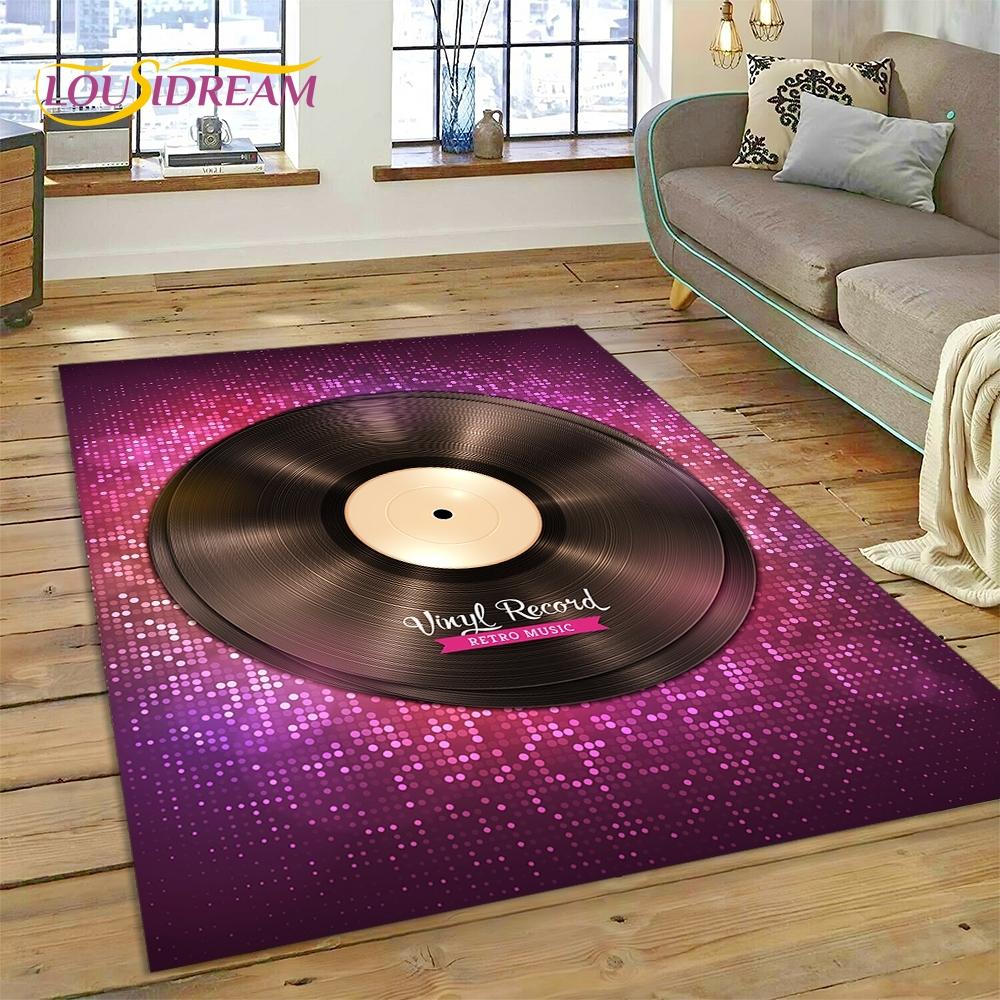 Vinyl Record Music DJ Screen Tape Rug Carpet for Living Room Bedroom Home Decor,Floor Mat Non-slip Decoration for Sofa  Doormat