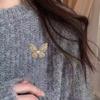 Women Brooch Three-Dimensional Butterfly Design Pin with Imitation Pearls Rhinestones Suits Coats Sweaters Badge Occasions Decorative Accessories
