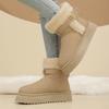 Bottes de Neige Détor à Sangle de Cheville Mode pour Femmes Hiver Chic Daim Synthétique Plateforme Bottes de Neige Femme Antidérapantes Chaudes Bottines en Peluche Mujer