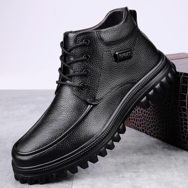 Fashion New All-match Ankle Boots Leisure Walk Non-Slip Man Basic Boots Classic Motorcycle Boots Genuine Leather Men's High Top Shoes