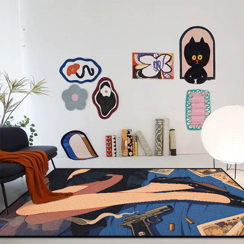 INS Fashion Cartoon Carpet Living Room Creative Girl Bedroom Decoration Area Rugs Non-slip Kids Room Bedside Entrance Floor Mats