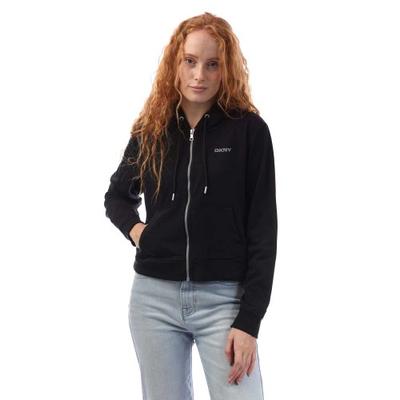 Moletom com Zíper Completo e Logo com Tachas Feminino DKNY