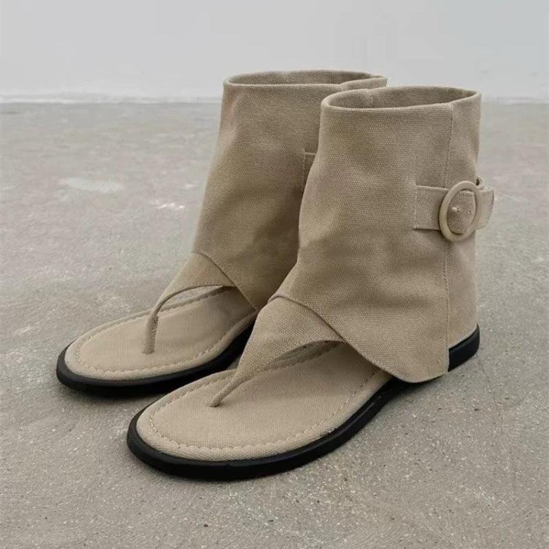 The New Fashion Open Toe Flats for 2024 Vintage High Top Gladiator Shoes for Women Zapatos De Mujer