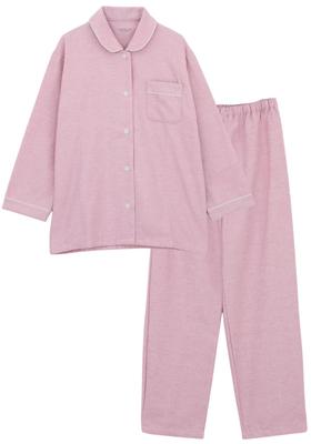Kaituck Family SUIMIN CARE Women's Warm Pajamas, Made In Japan, 100% Cotton, Solid Color, Long Sleeve Shirt, Autumn/Winter (Small, Pink)