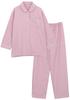 Kaituck Family SUIMIN CARE Women's Warm Pajamas, Made In Japan, 100% Cotton, Solid Color, Long Sleeve Shirt, Autumn/Winter (Small, Pink)