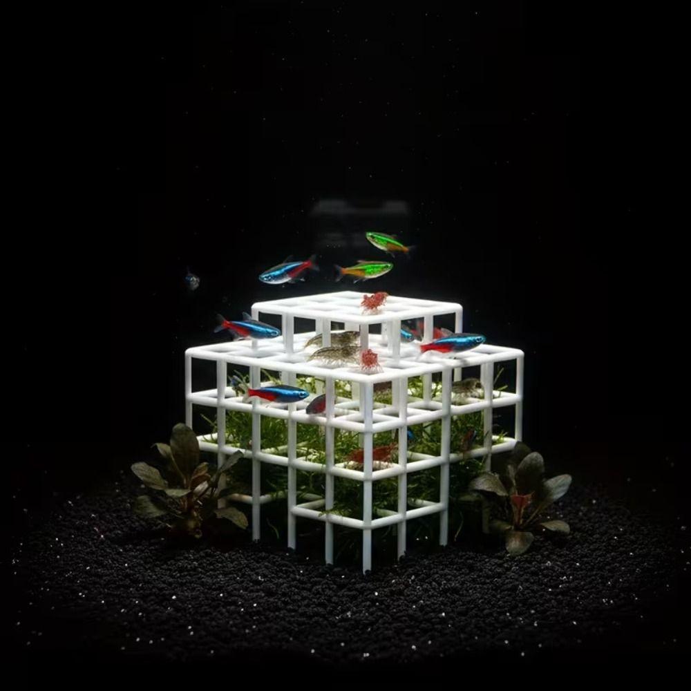 Grid Multi-level Aquarium Cave Ornament Hollowed-out Design Shrimp Hiding Place For Shrimp Habitat