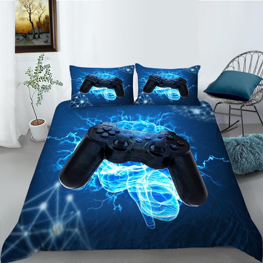 3D Game Controller Pattern Duvet Cover Pillowcase for Children and Teenagers Bedding Set, King Size Double Bed, Single Bed, Bedroom Decoration