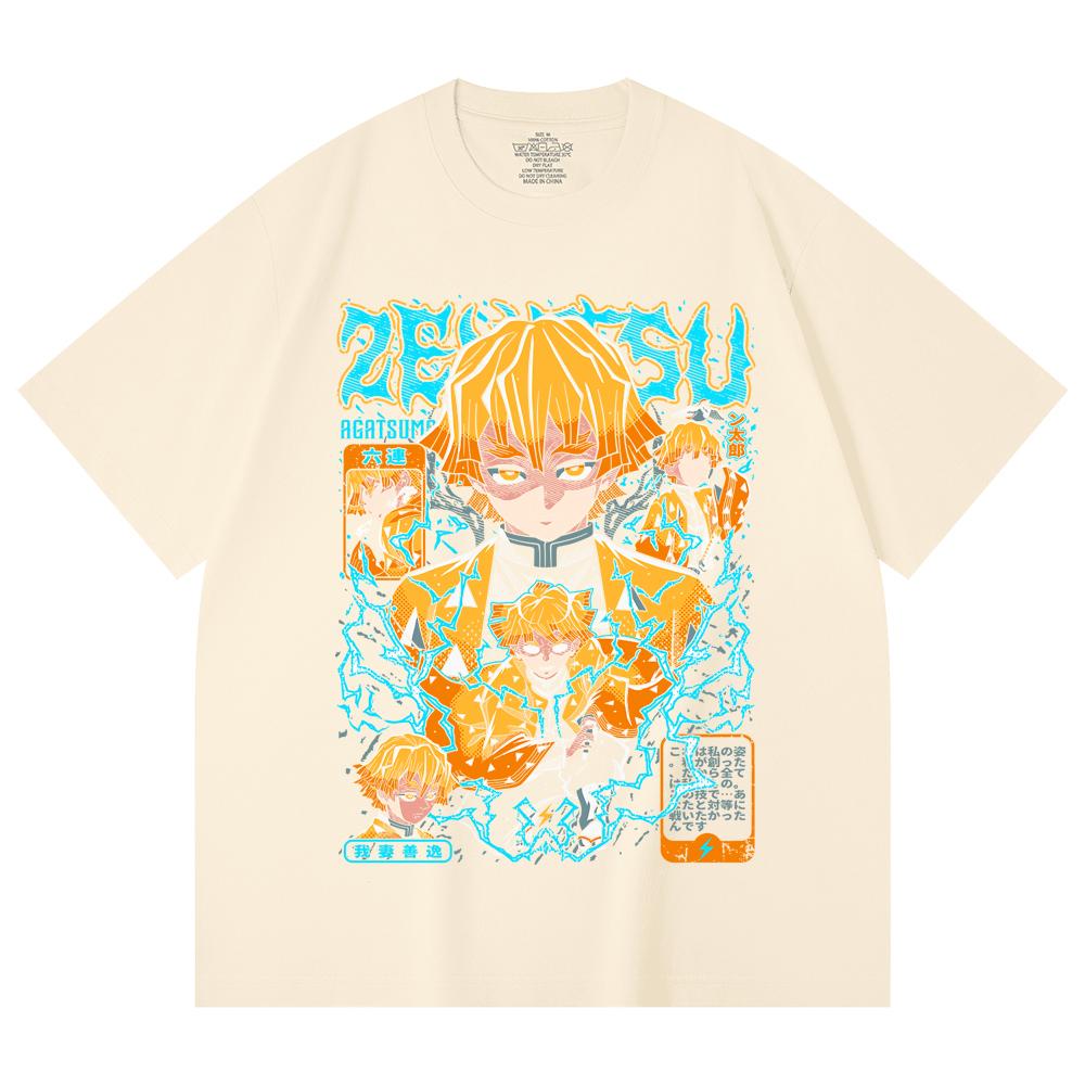 230 g/m² 100% Bavlna Demon Slayer V100 Zenitsu Potisk Unisex Tílko z Heavy Bavlny