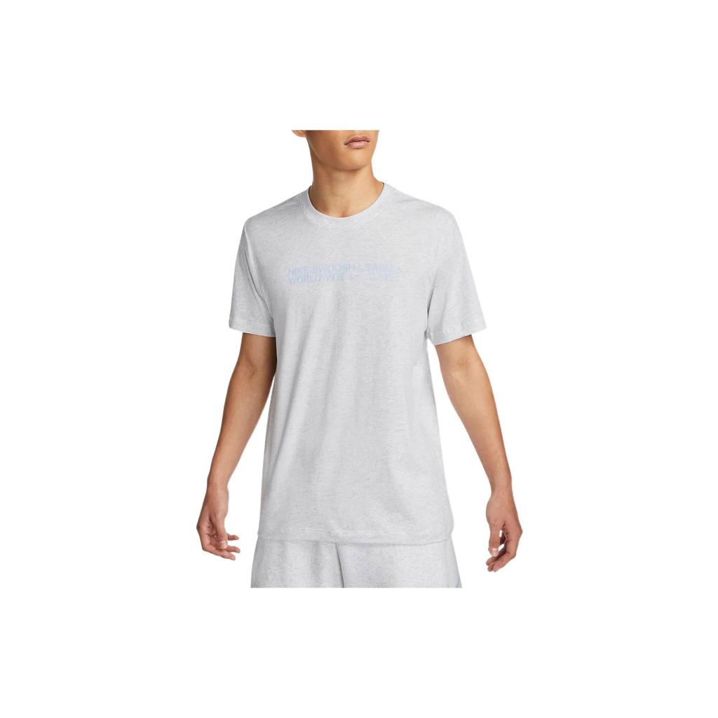 Nike T Shirts Men's Light Gray Crew Neck Moderate Straight Fit DM6410-051