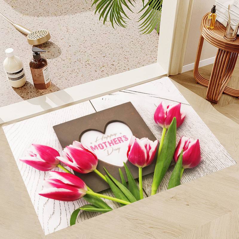 Mother's Day Theme Floor Mat Door Mat Washable Non-Slip Living Room Sofa Chairs Area Mat Kitchen Doormat Area Rug KId Play Mats