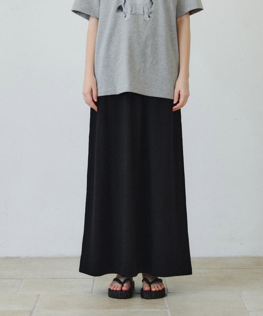 Mais Side Lace Banding Long Skirt / Black