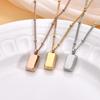 18K Gold-Plated Titanium Steel Necklace: Colorfast Geometric Square Pendant On Internet Celebrity Bead Chain