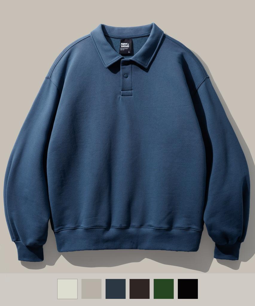 FP142 Comfy Collar Sweatshirt Blue Gray Ykmt1485