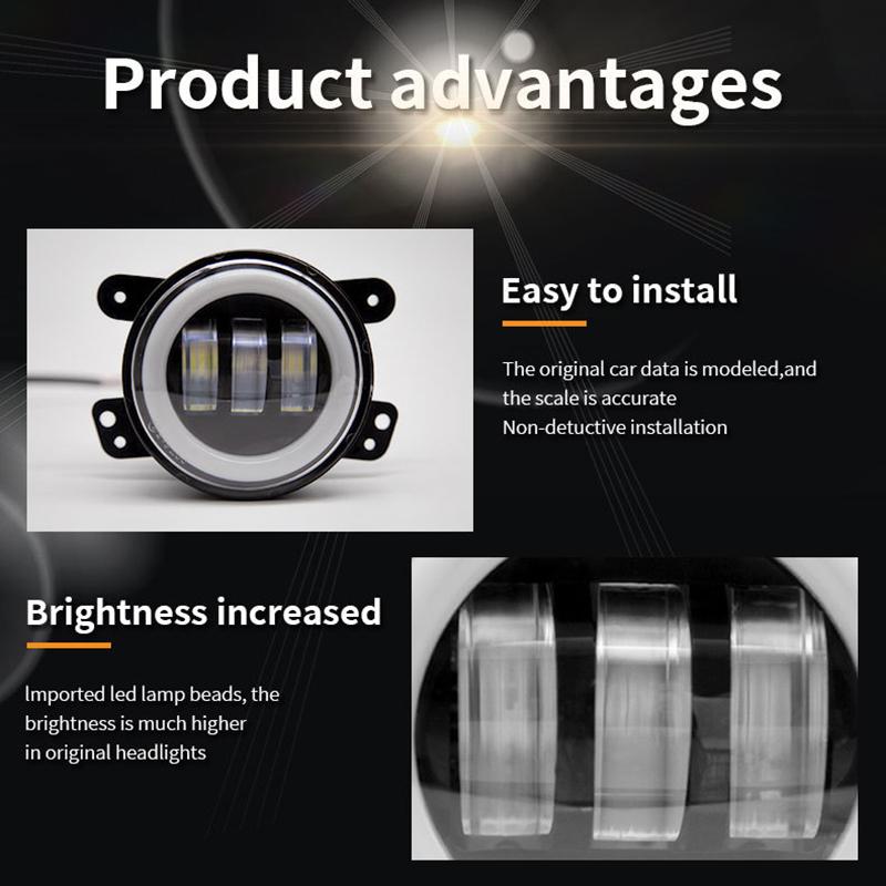 LED mlhové světlo na přední nárazník pro terénní vozidla, 4 palce, s/bez bílého/žlutého kroužku Halo, DRL, Angel Eyes, 30W
