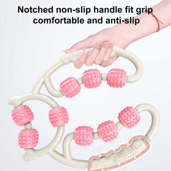 Leg Massage Roller Anti-Cellulite Lymphatic Drainage Deep Tissue Therapy Thighs Arm Back Shoulder Muscle Relaxation Massage Tool with 9 Rollers