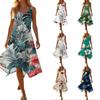 Women's Casual Floral Print Sleeveless Midi Dress with Round Neck and Asymmetric Hem, Summer Fashion Dress