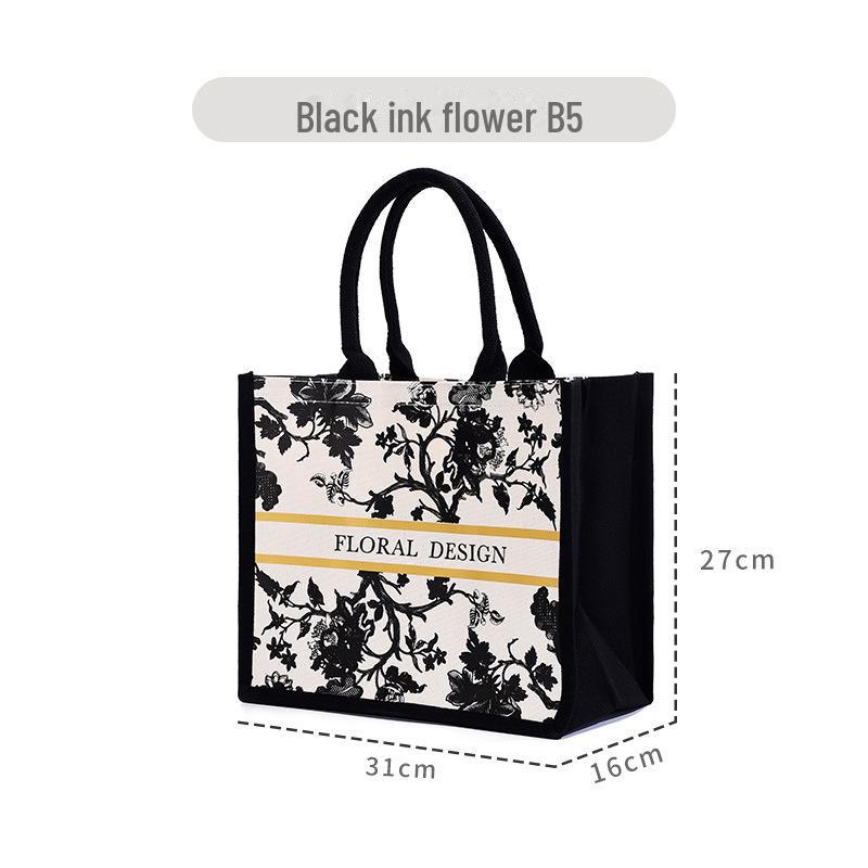 Große Tragetasche aus Canvas mit 3D-Blumenmuster und individuellem Band – ideal für Firmenwerbung