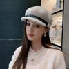 Peaked Cap Women's Autumn and Winter Wool Top Hat Retro Elegant Temperament Leather Buckle Beret British Woolen Octagonal Hat