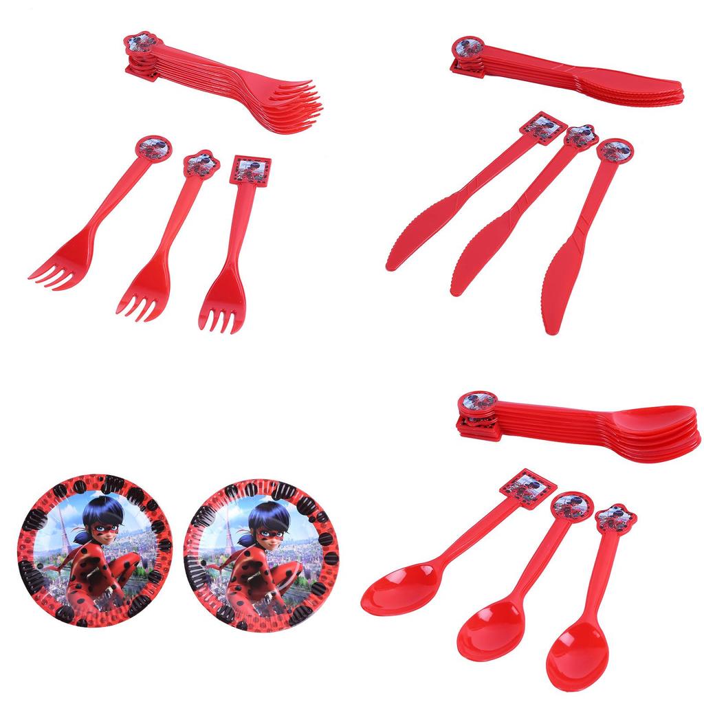 Vibrant Ladybug Girl Themed Party Set For Birthdays Disposable Plates And Cups