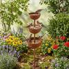 3-Tier Bowl Metal Bird Bath Rusted Garden Rain Catcher Bird Water Dispenser  Patio Backyard