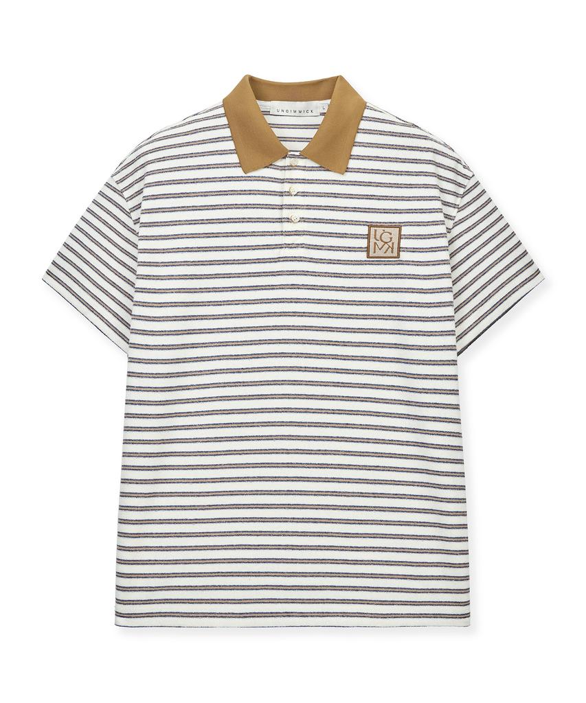 UNGIMMICK Stripe Terry Polo Shirt (White)