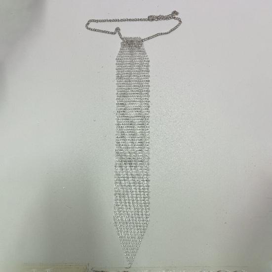 Sparkling Neck Tie Shiny Rhinestones Flat Mesh Style Metal Neck Straps Bling Necktie Christmas