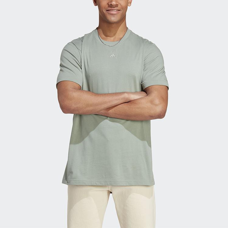 Adidas Logo Pattern Loose Crew Neck Short Sleeve T-Shirt Men Tops Green IC9799