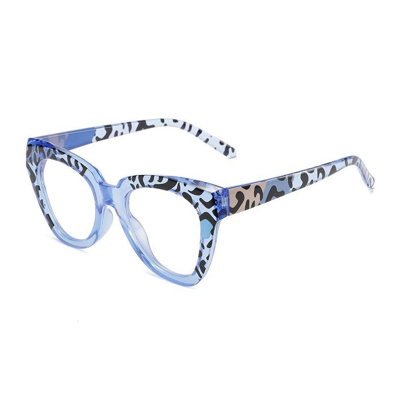 Unisex Large Frames Cat Eye Reading Spectacles Female Fashion Leopard Print Frames Far Sight Eyeglasses Anti- Blue-Ray Eye Spectacles+4.0