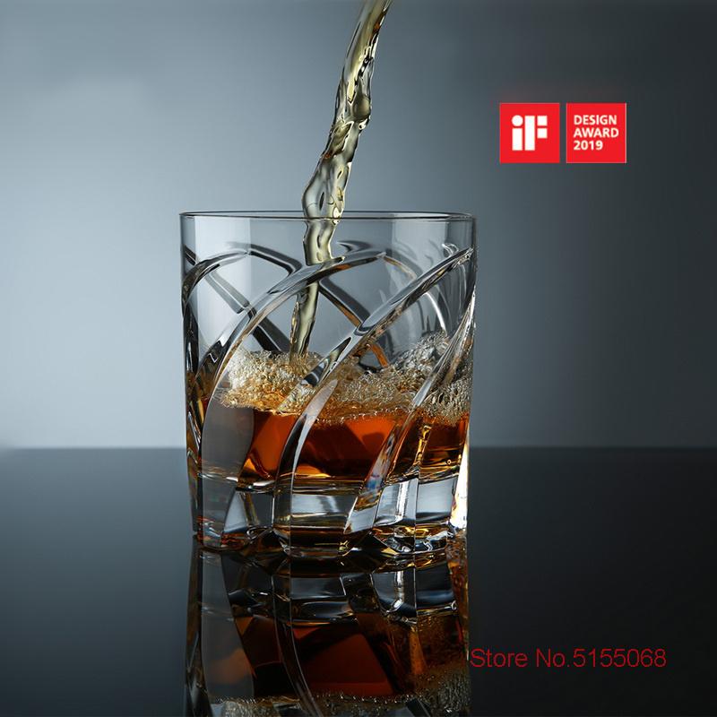 2022 Enjoyable Whiskey Glass Rotating Sommelier Relaxed Crystal Wineglass Old Fashioned Flow Shadow Whisky Cup Healing Beer Mug