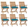 Exclusive House - Folding Chairs with Cushions, 6 Pieces, Made of Solid Teak