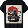 Samurai Katze T-Shirt Vintage Ukiyo E Lustige Krieger Katze Japanisches Grafik-T-Shirt
